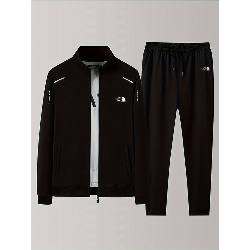 Classic design zipper jacket and sweatpants drawstring pants