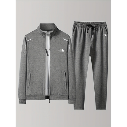 Classic design zipper jacket and sweatpants drawstring pants