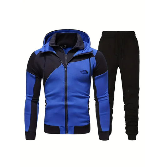 Casual zipped colorblock hooded track jacket